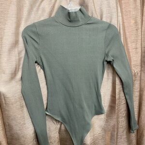 Fashion Nova Sage Ribbed Bodysuit